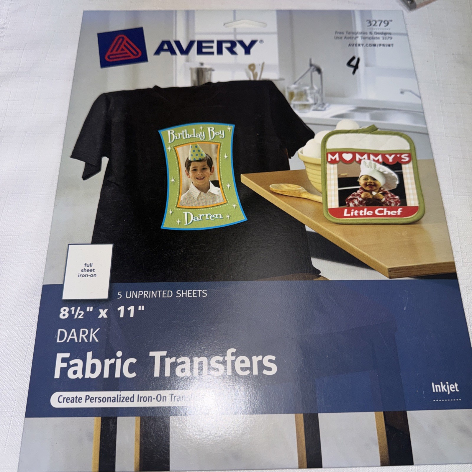 Avery Printable T-Shirt Iron-On Transfers Fabrics Inkjet Lots Of 4