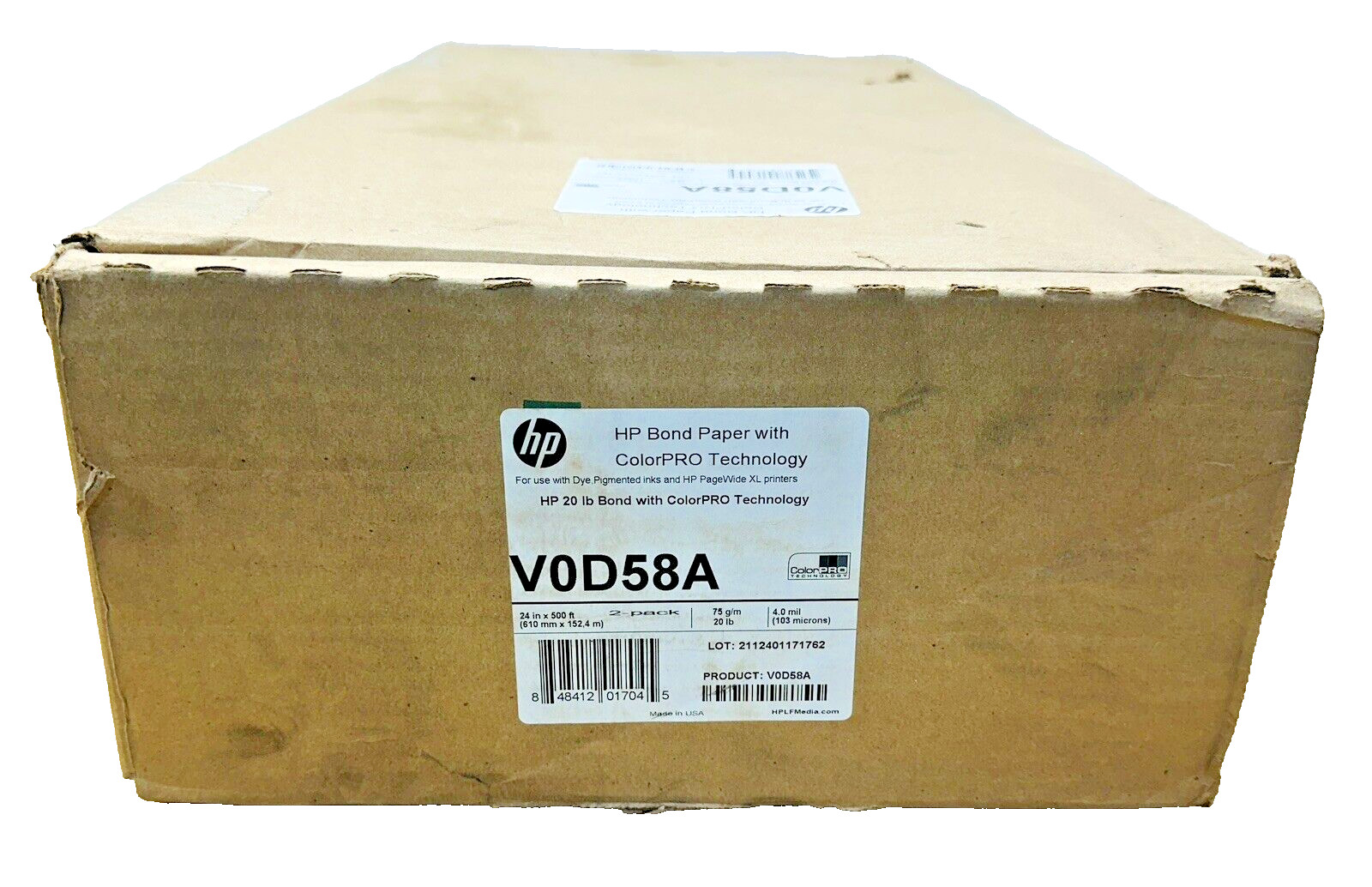 2 Pack, HP Bond paper With ColorPRO Technology V0D58A 20 IB Bond