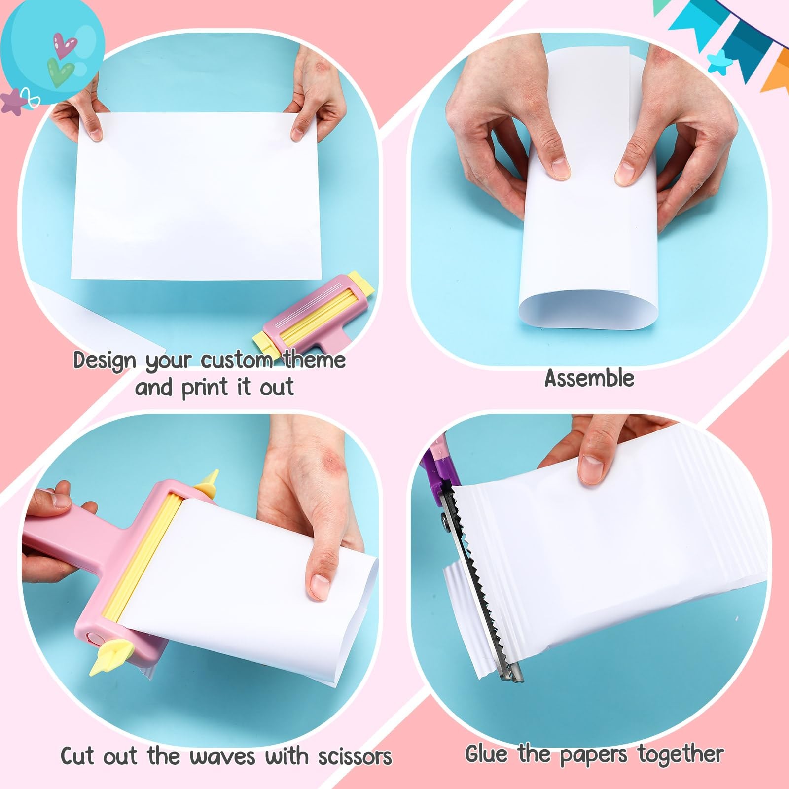 Paper Crimper 9 Inch Pinking Shears Inkjet Paper Chip Bag Crafting Kit Hub