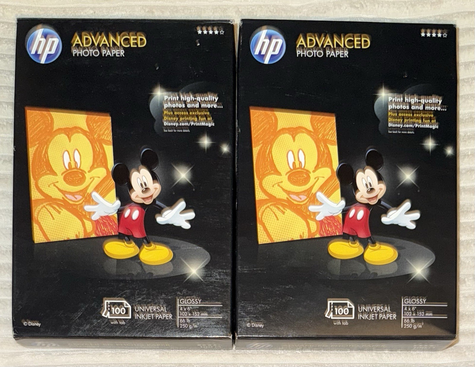 2 HP Advanced Photo Paper 4”x6” Glossy 100 Sheets 165 Total 1 Box Was Opened