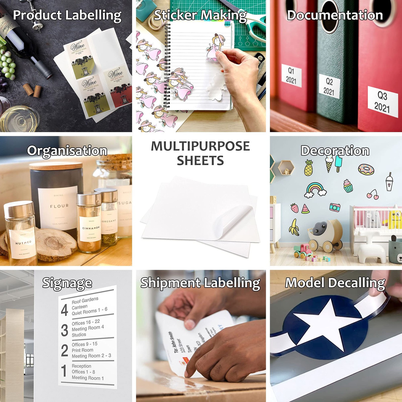 Evergreen Goods 20 Sheets Premium A4 Matte White Waterproof Vinyl PVC Self…