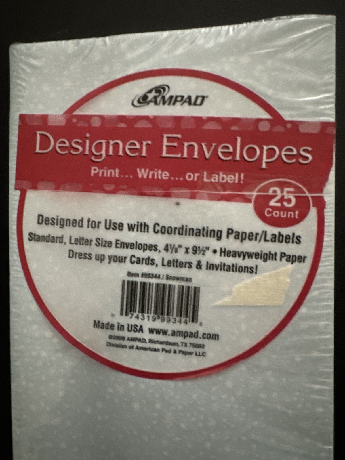 Ampad Premium Envelopes 25 Count Snowman (bx6)
