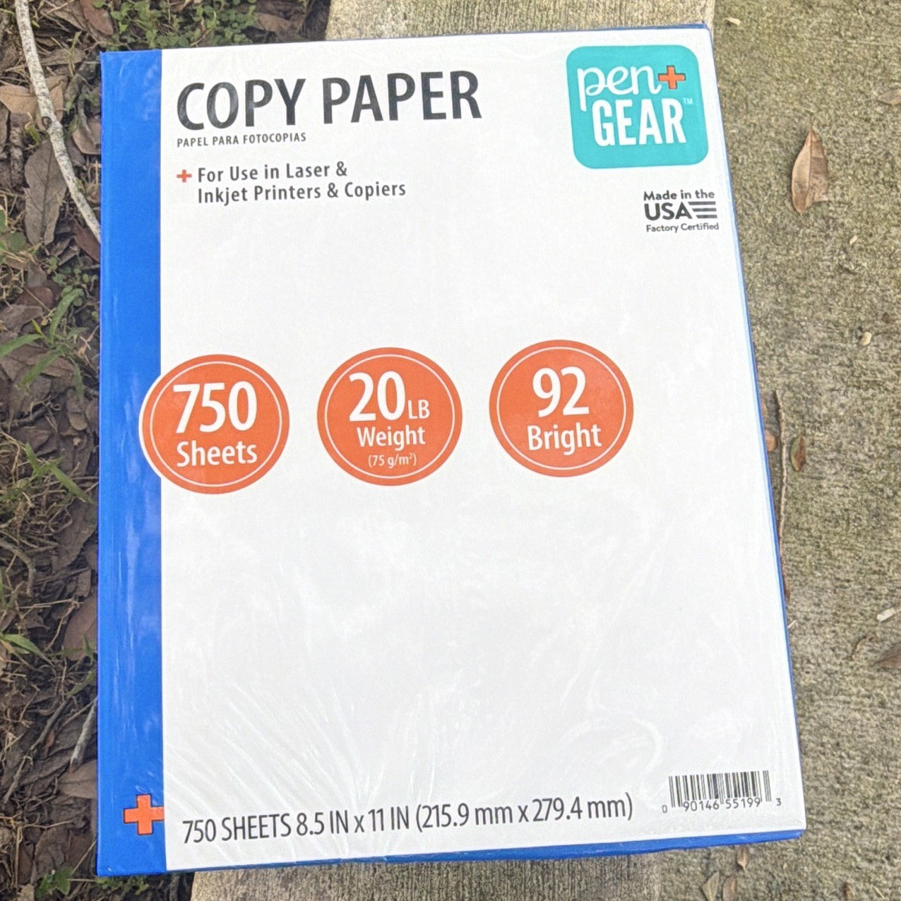 Pen+Gear Copy Paper Letter 8.5 x 11 75 gsm 750 Sheets 92 Bright