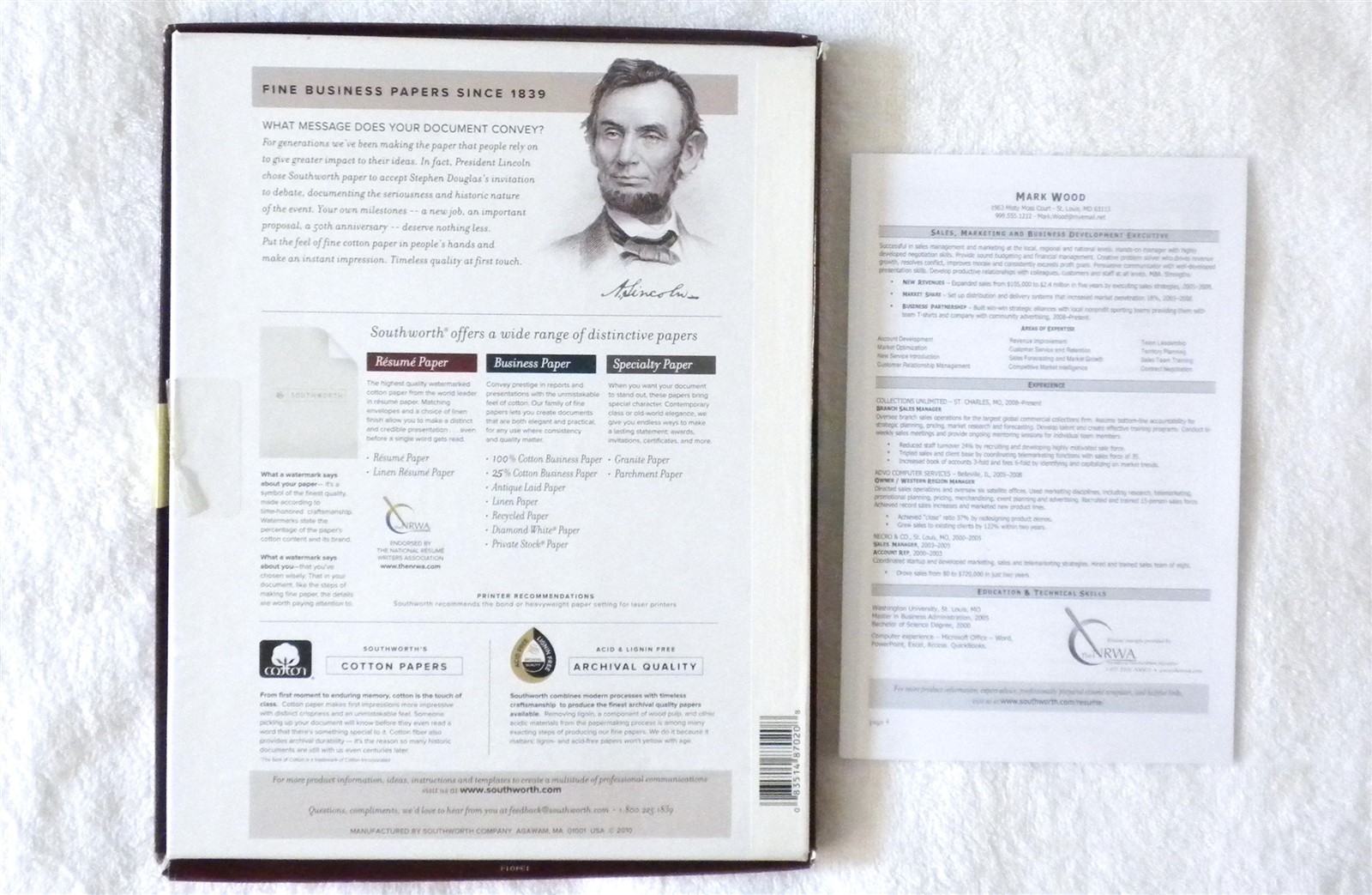 SOUTHWORTH 86 SHEETS 8.5×11″ WHITE RESUME BOND PAPER 100%COTTON INKJET LASER USA