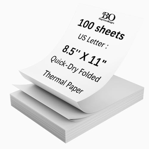 100 Sheets Thermal Printer Paper 8.5 X 11 Inch US Letter Size Thermal Paper