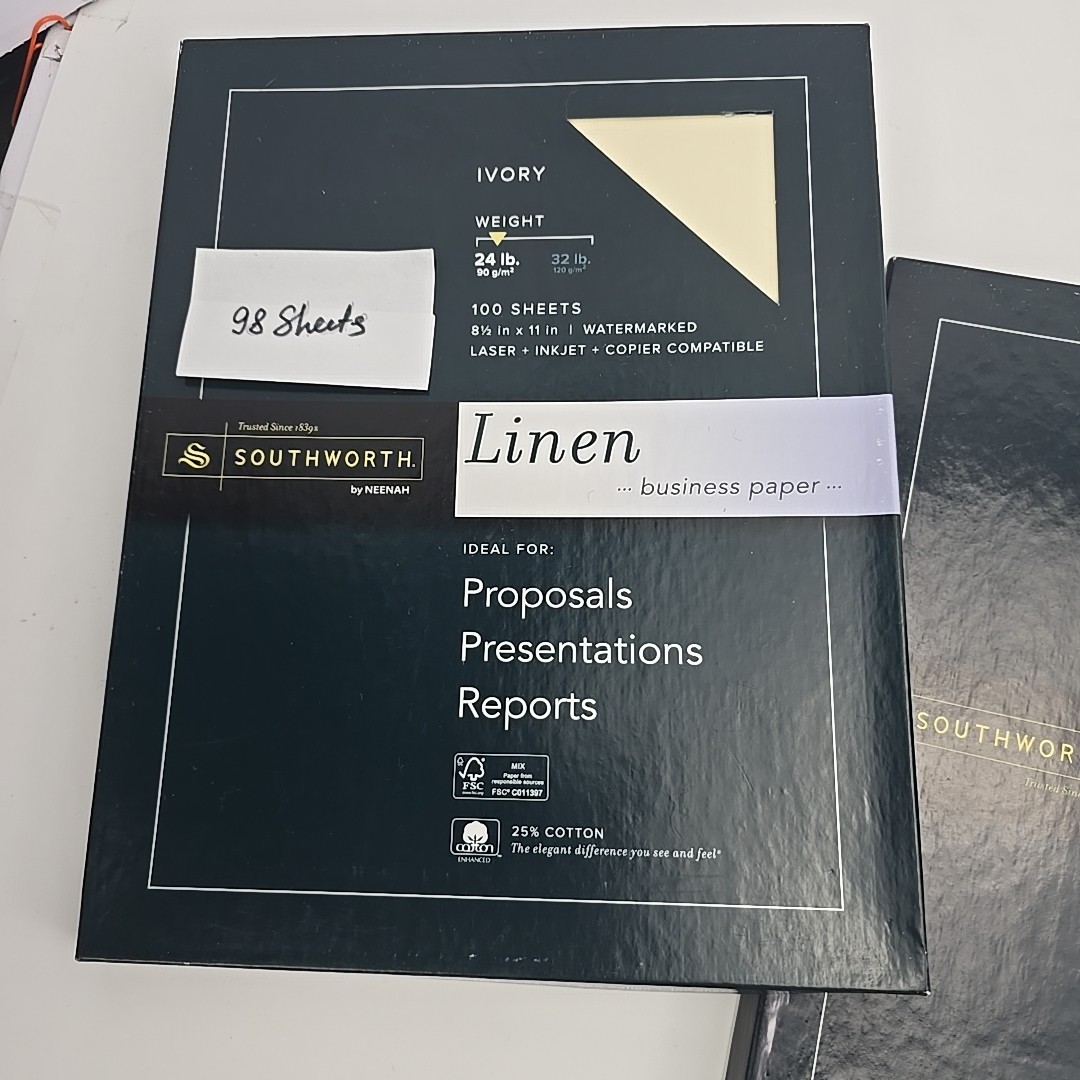 Lot of … Southworth Company 24Lb. White and Yvory Linen Business Paper