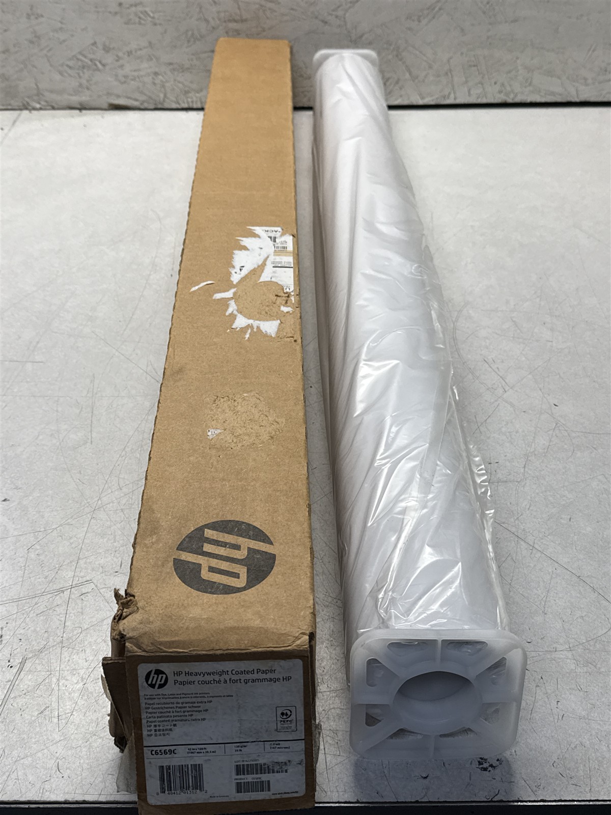 HP C6569C LARGE-FORMAT 42in X 100ft 6.6M HEAVYWEIGHT COATED PAPER ROLL OPEN BOX