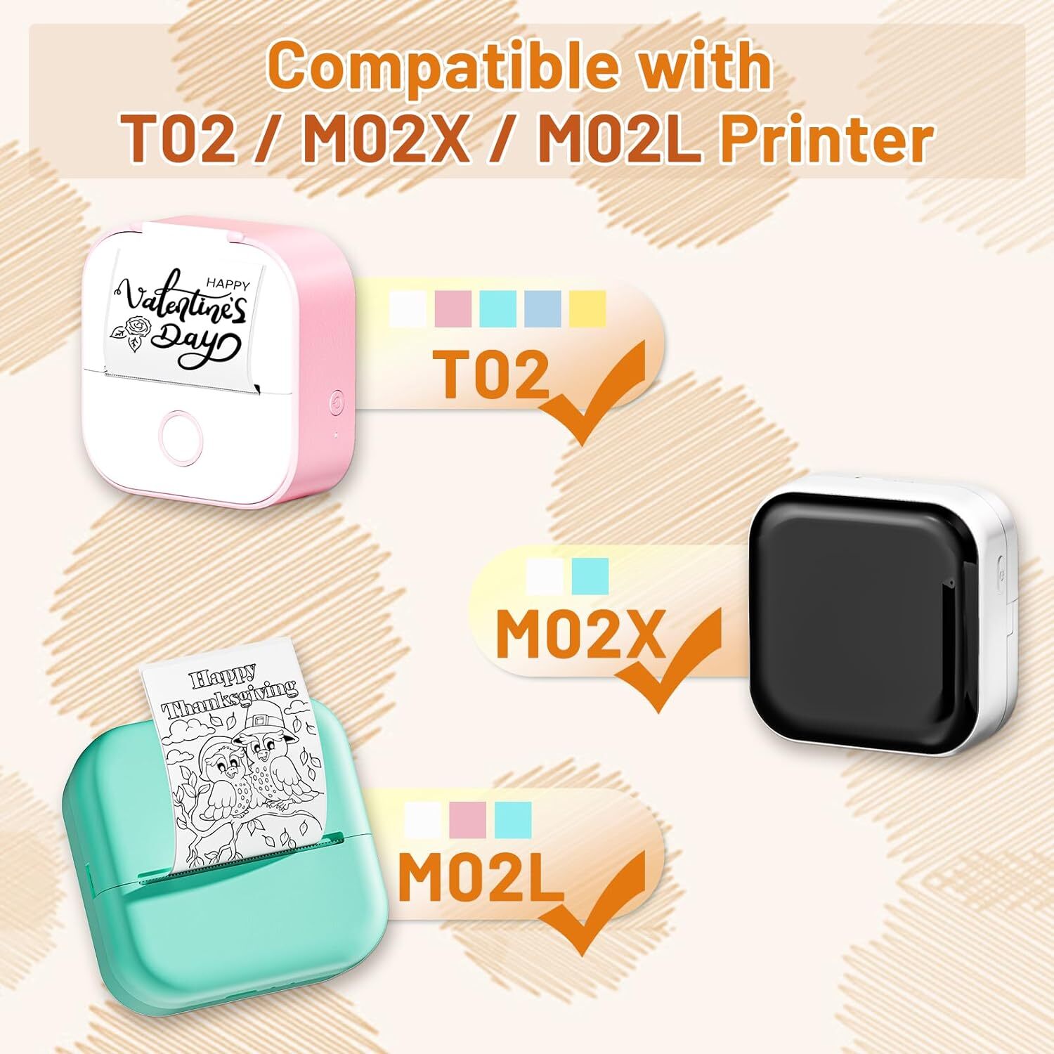 3Rolls Self-Adhesive/Non-Adhesive 50mm Thermal Printer Paper for Phomemo T02 M02