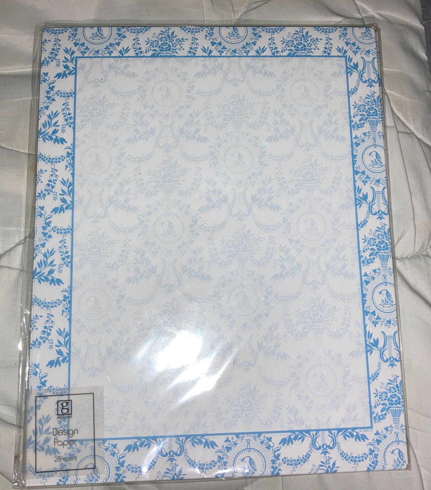 Blue & White Victorian Print Computer Paper 25 Sheets G Squared Brand