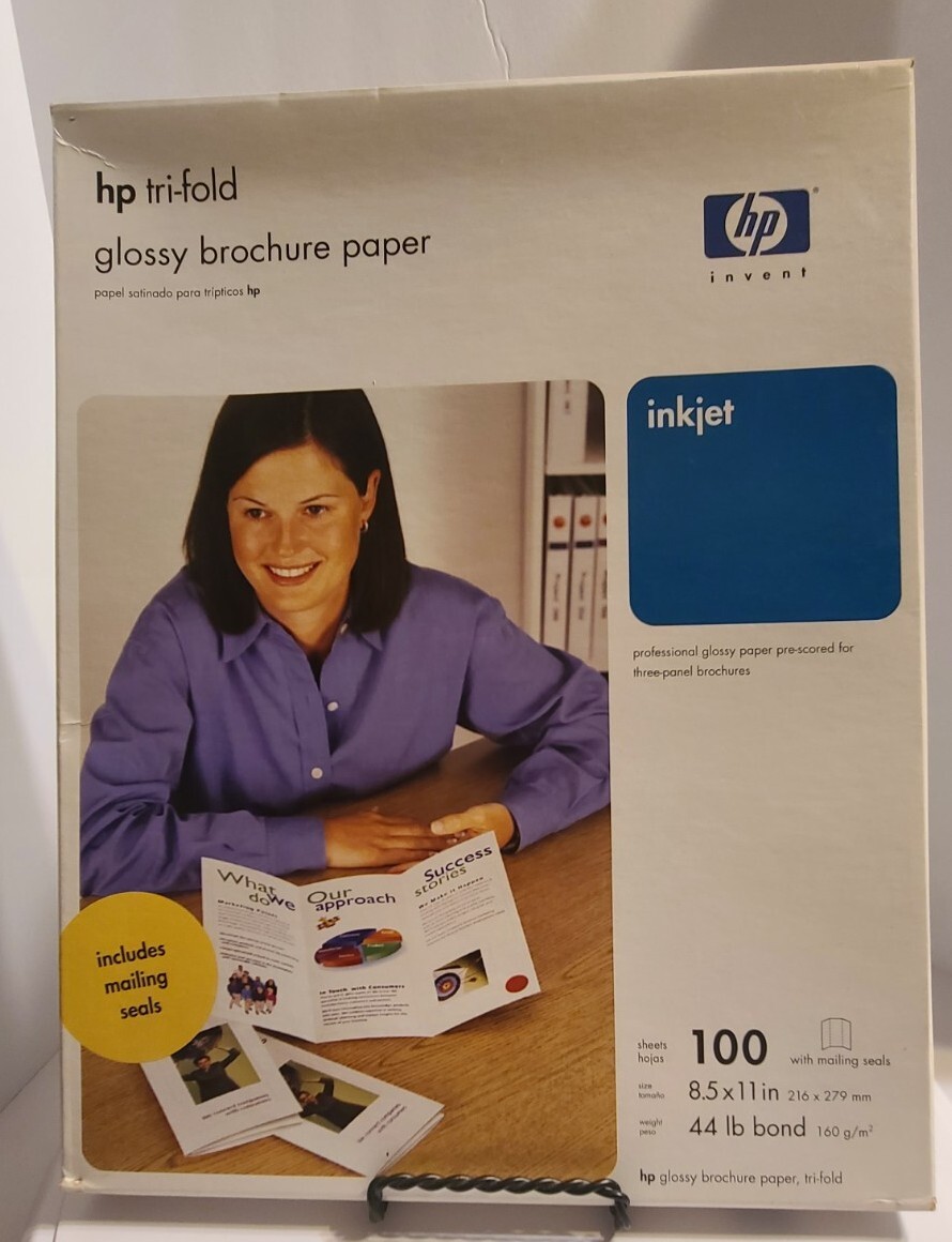 New HP Trifold Glossy Brochure Paper C7020A Inkjet Mailing Seals Lot Of 2