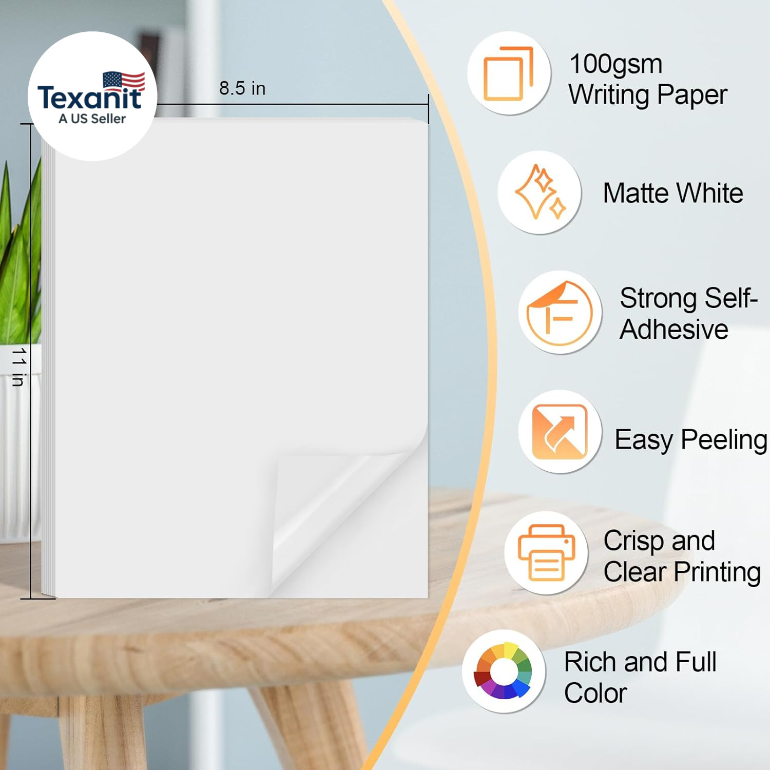 Printable Sticker Paper for Inkjet Printer, 40 Sheets 8.5″X11” Matte Sticker Pr