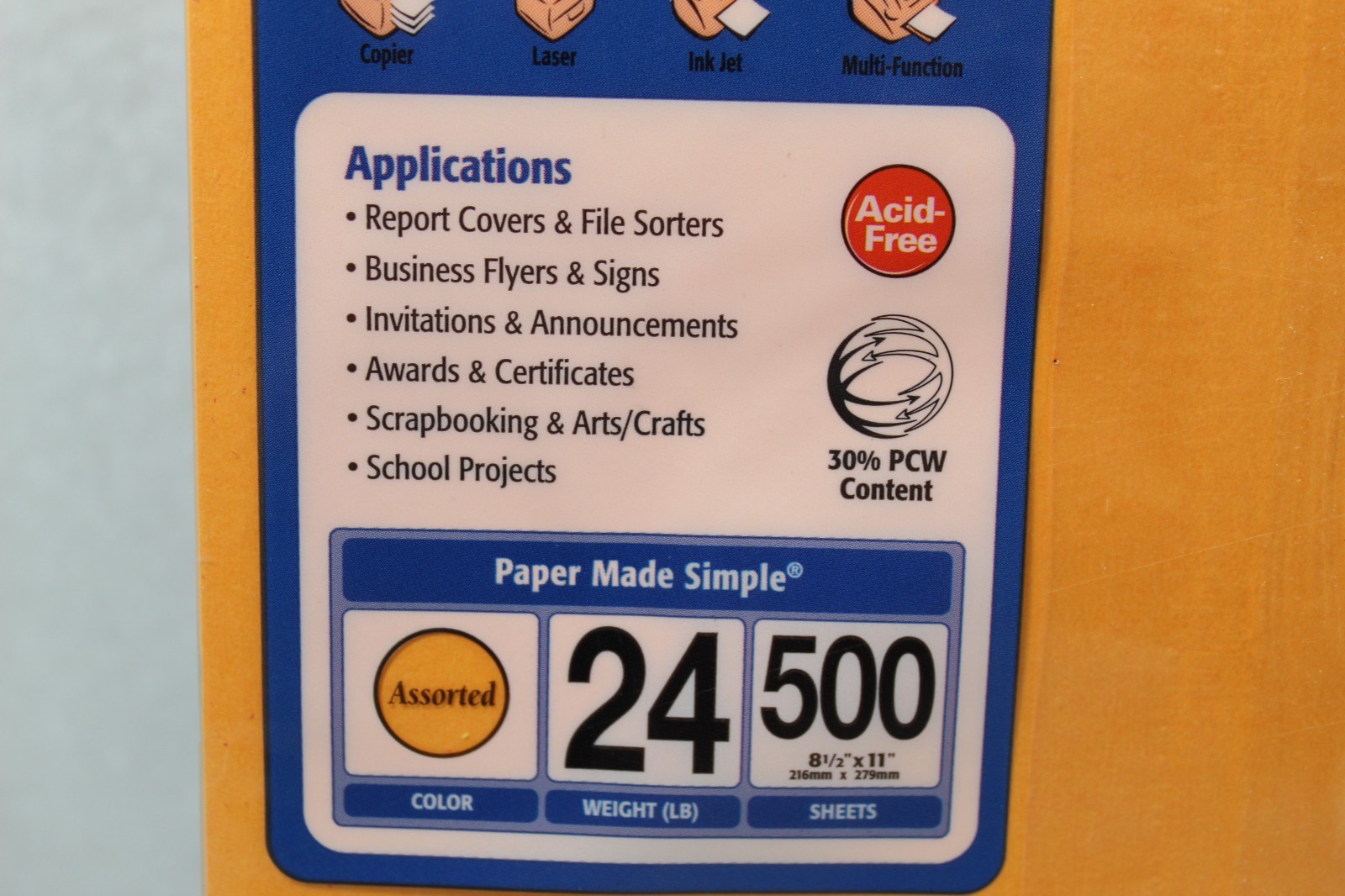 Printer Paper 8.5 x 11 Brights Colored Asstd Colors 500 Sheets 24 Lb Image Plus
