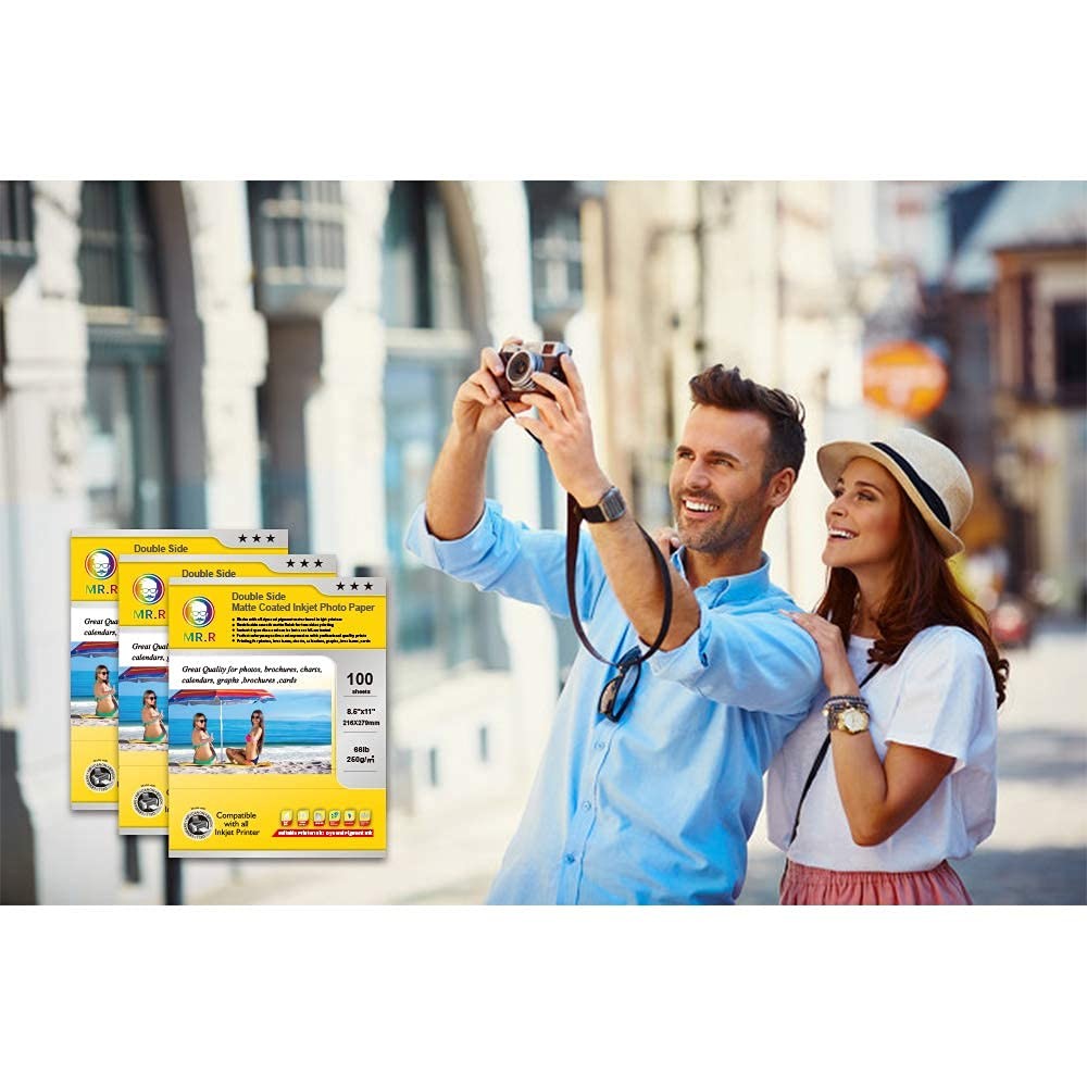 100 Sheets Double Side Glossy Inkjet Photo Paper 53LB 200gsm 8.5×11 Inch