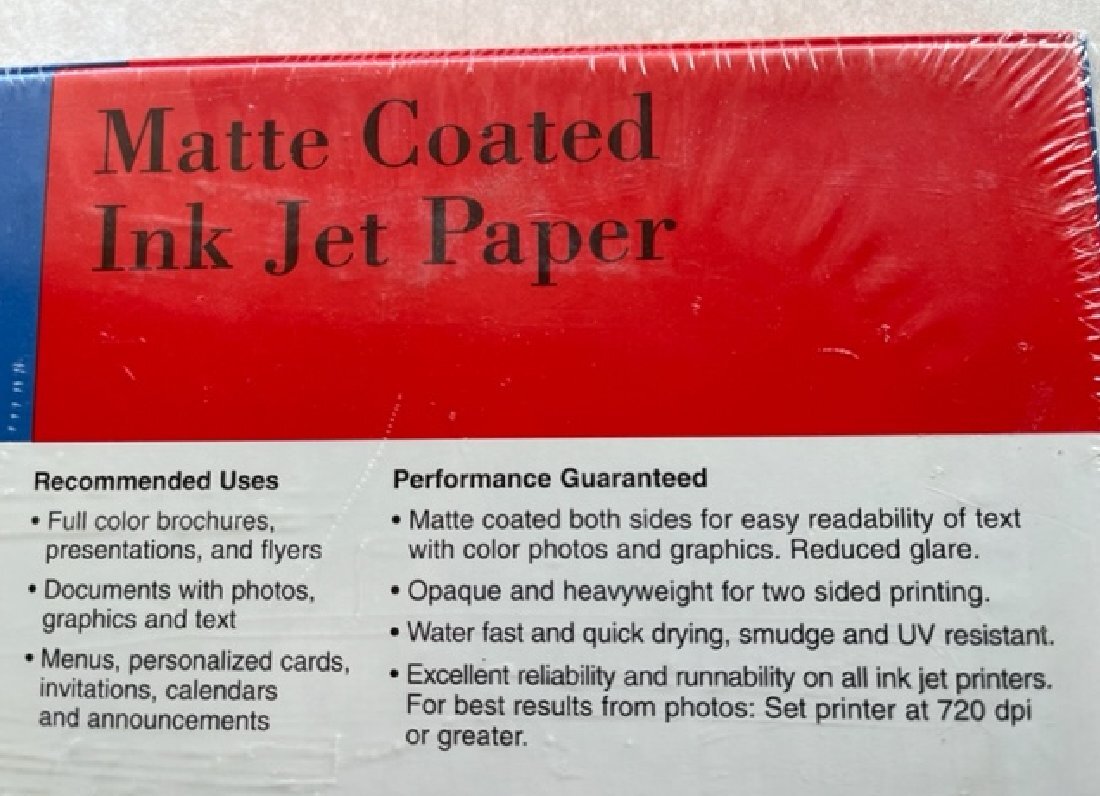 IBM 100Sheet SuperHeavyWeight MatteCoated 28lb Inkjet Paper Bright 8.5×11
