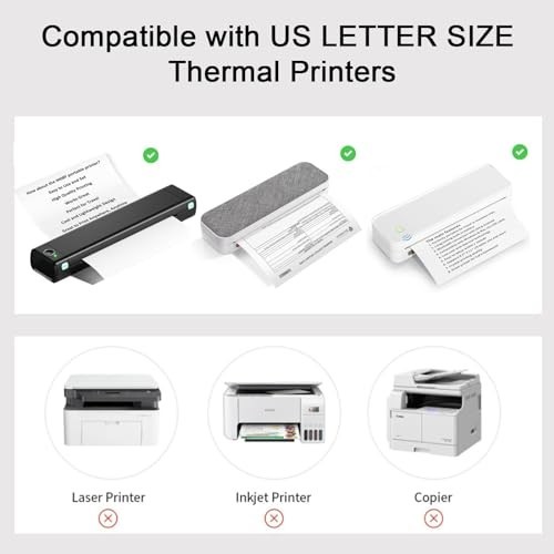 100 Sheets Thermal Printer Paper 8.5 X 11 Inch US Letter Size Thermal Paper