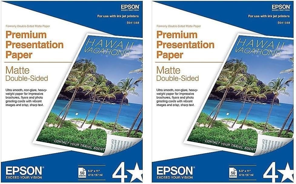 Epson Premium Presentation Paper MATTE (8.5×11 Inches, Double-sided, 50 Sheets)