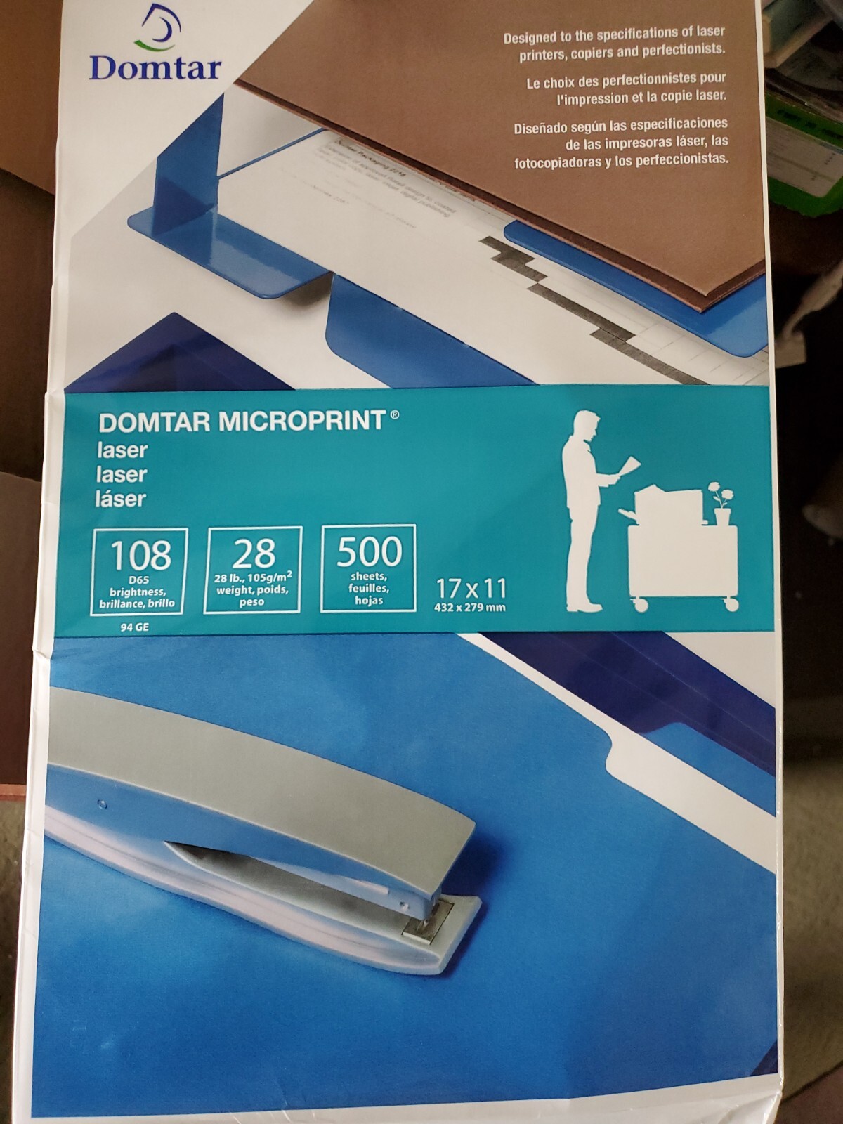 DOMTAR MICROPRINT LASER 17×11 COMPUTER PRINTER PAPER~36 Sheets