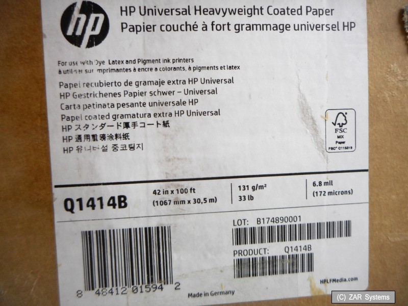 HP Q1414B Matt Weiß Druckerpapier, 42in x 100ft, (1067mm x 30,5m), 172 g/m², NEU