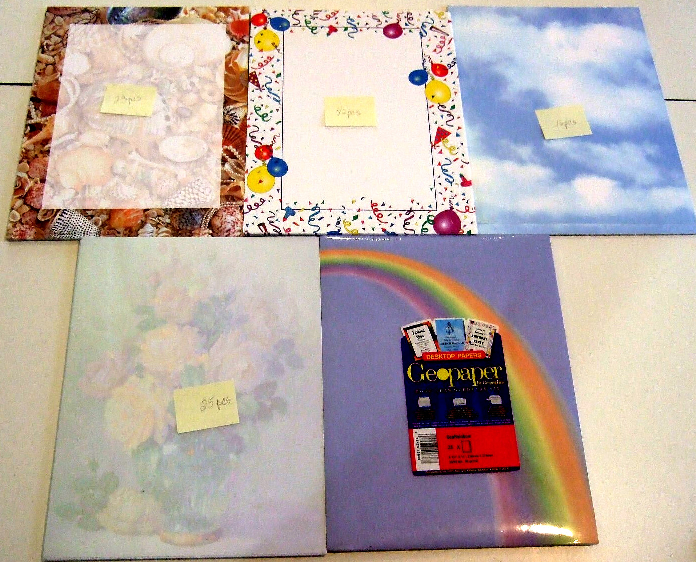 Lot of 5 Different Themed Computer Printer Paper – 131 pcs – NEW (B)