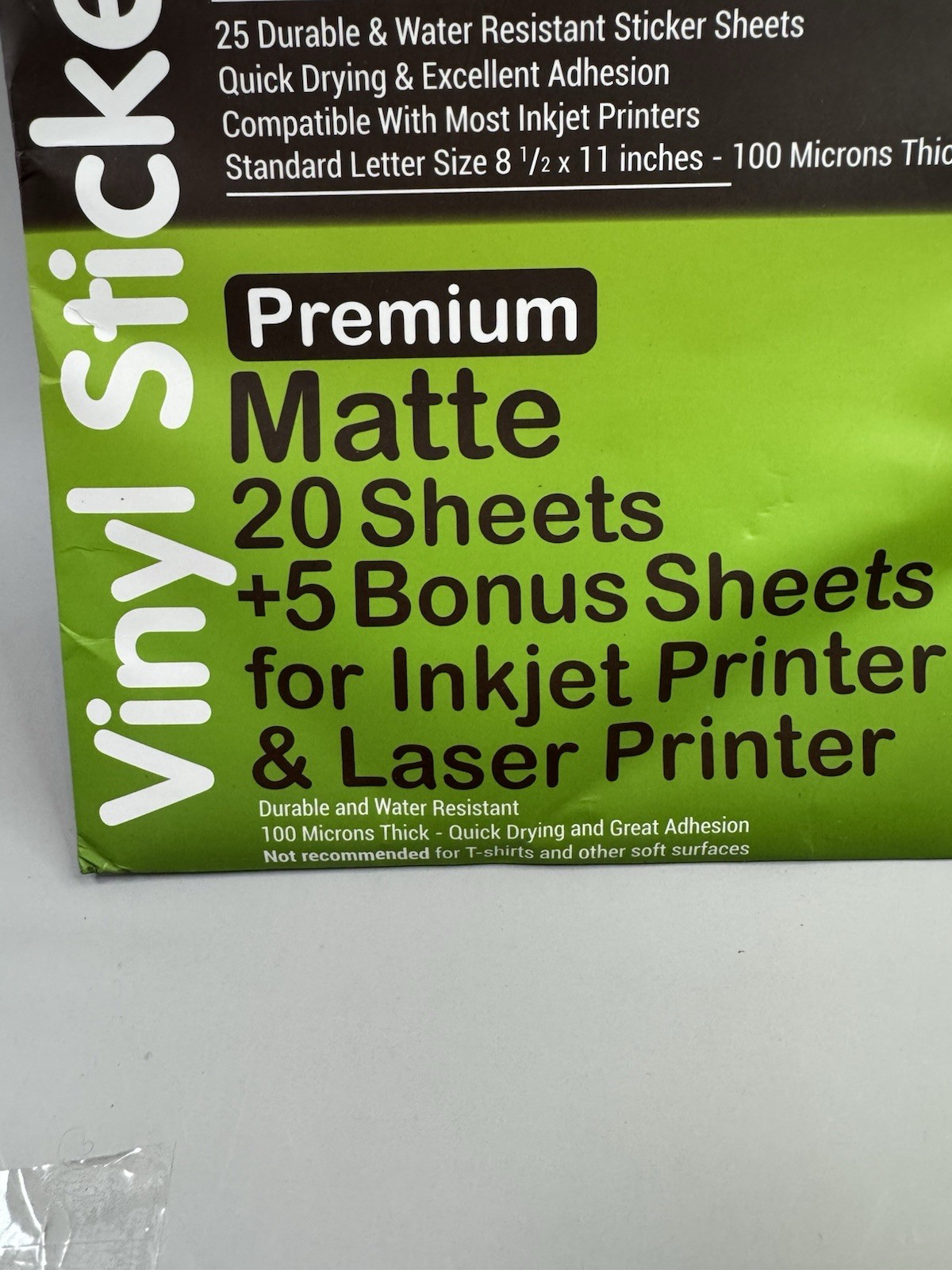 JOYEZA Premium Matte Printable Vinyl Sticker Paper • Inkjet & Laser Printer•New