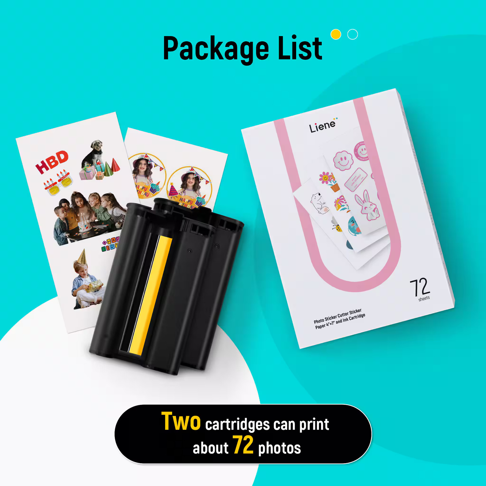 Liene – PixCut Photo Sticker Cutter Sticker Paper 4×7″ and Ink Cartridge (72 …