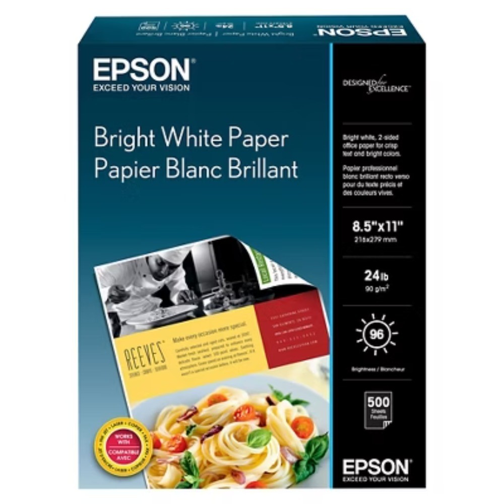 Bright White Printer Paper-S041586:500 Sheets, Letter Size, 24 lb, 96 Brightness