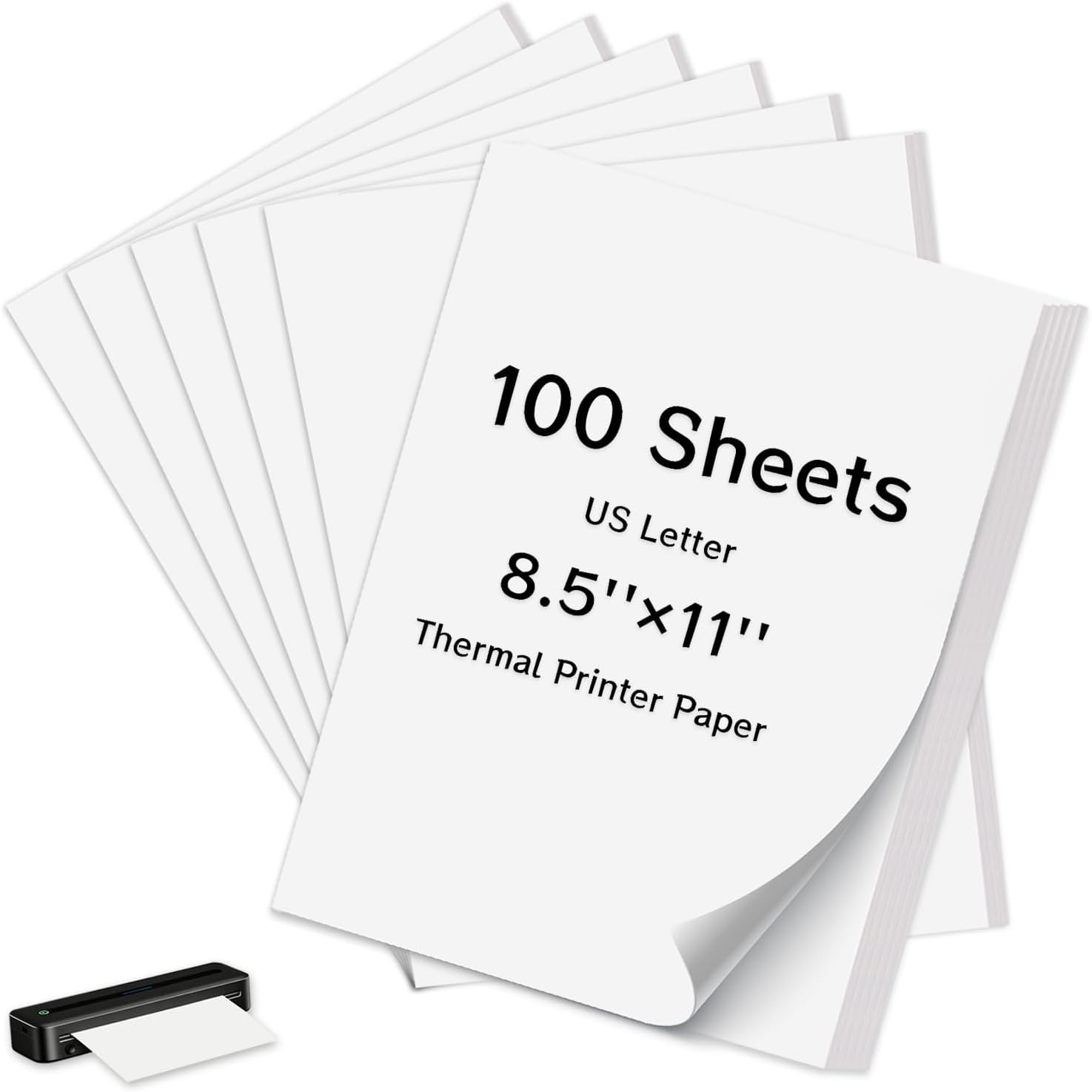 100 Sheets Thermal Printer Paper 8.5×11 US Letter BPA Free for M08F M832 M834 MT