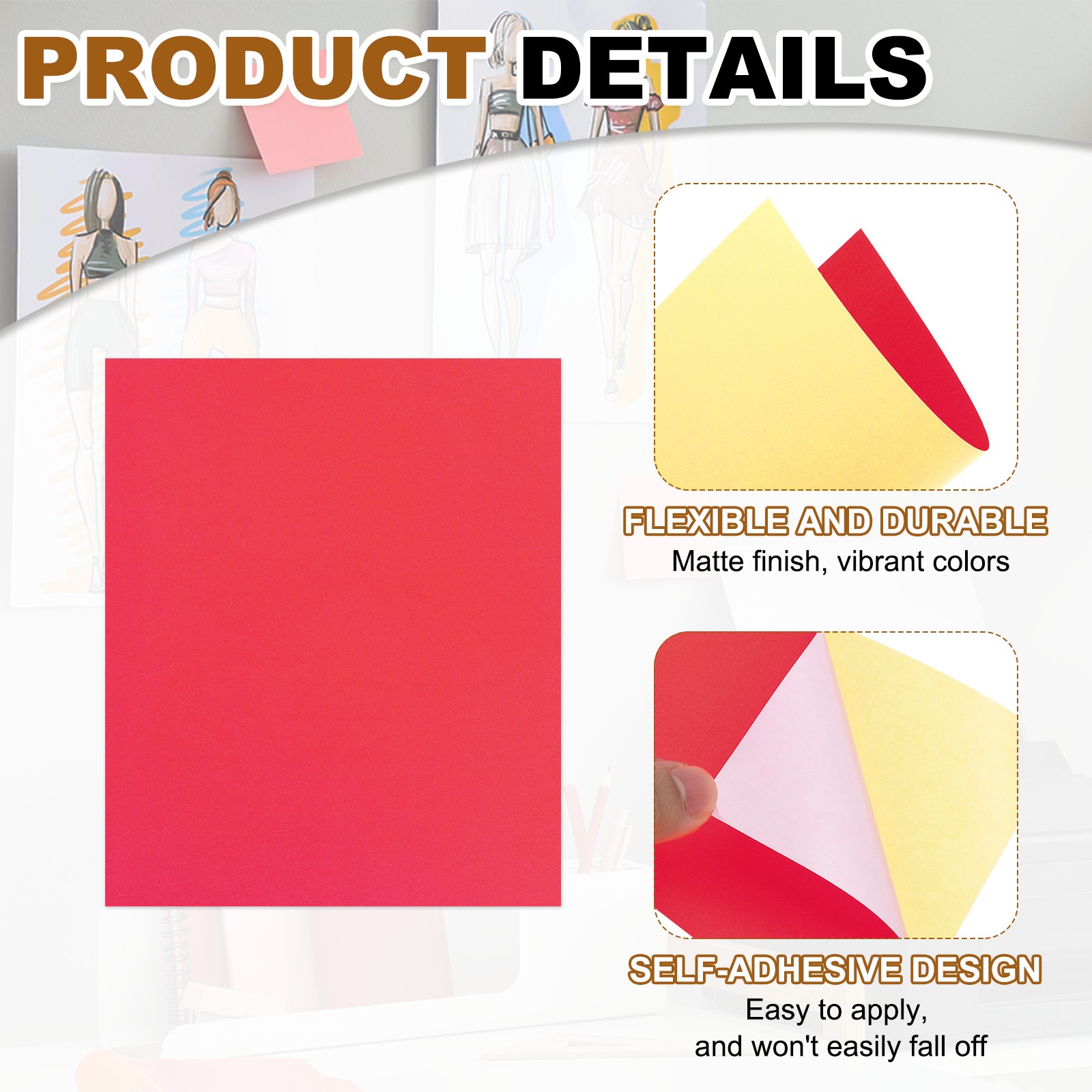 30 Sheets Printable Self Adhesive Sticker Paper for Inkjet Printer, Red