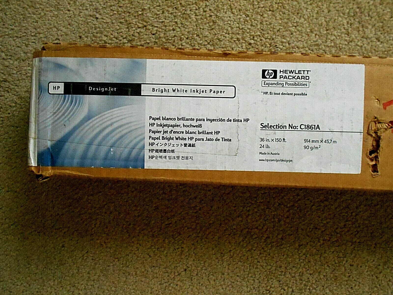 HP Designjet Bright White Inkjet Paper 36″ x 150′ 24 lb. No. C1861A