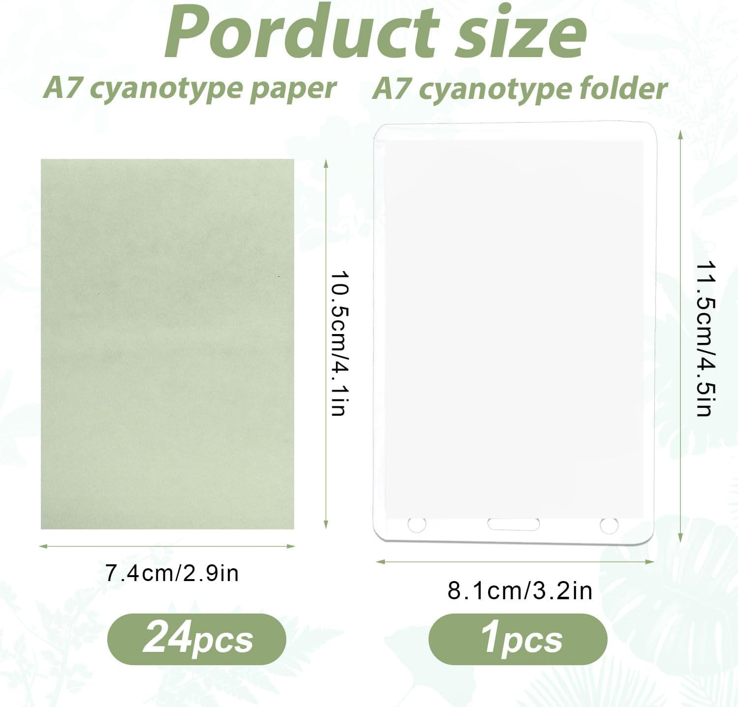 24 Pcs Sun Print Paper Kit, A7 Cyanotype Paper & Folder High Sensitive Solar