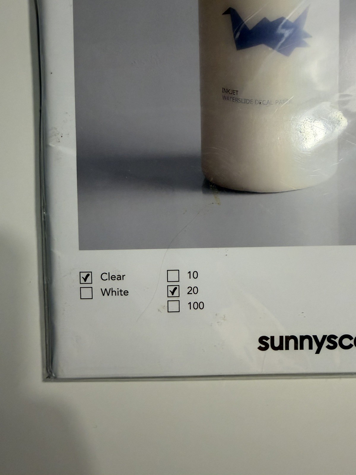 Sunnyscopa Waterslide Decal Paper for INKJET Printer 39 SHEETS CLEAR 8 1/2″ x11″