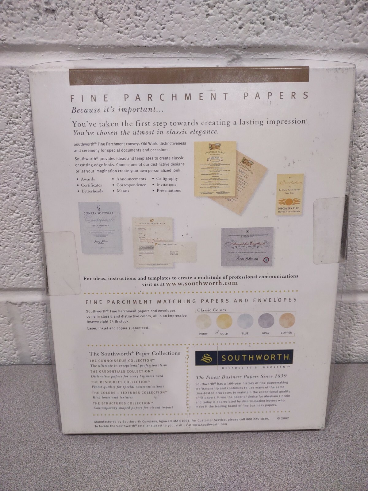 Southworth Colors + Textures Collection Fine Parchment Paper Ivory P984C