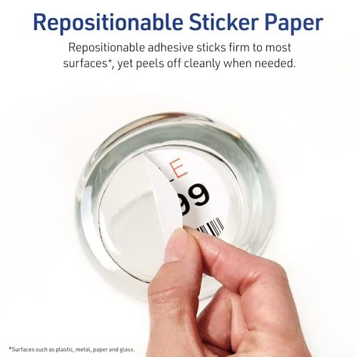 Printable Sticker Paper 8.5″x11″ Matte White, Repositionable Adhesive, 30 Sheets