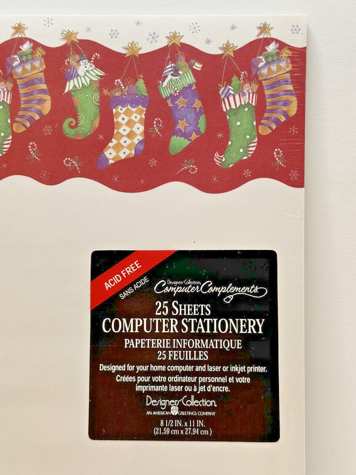 Computer Printer Letter Stationary Paper Christmas Snowman Stocking Noel