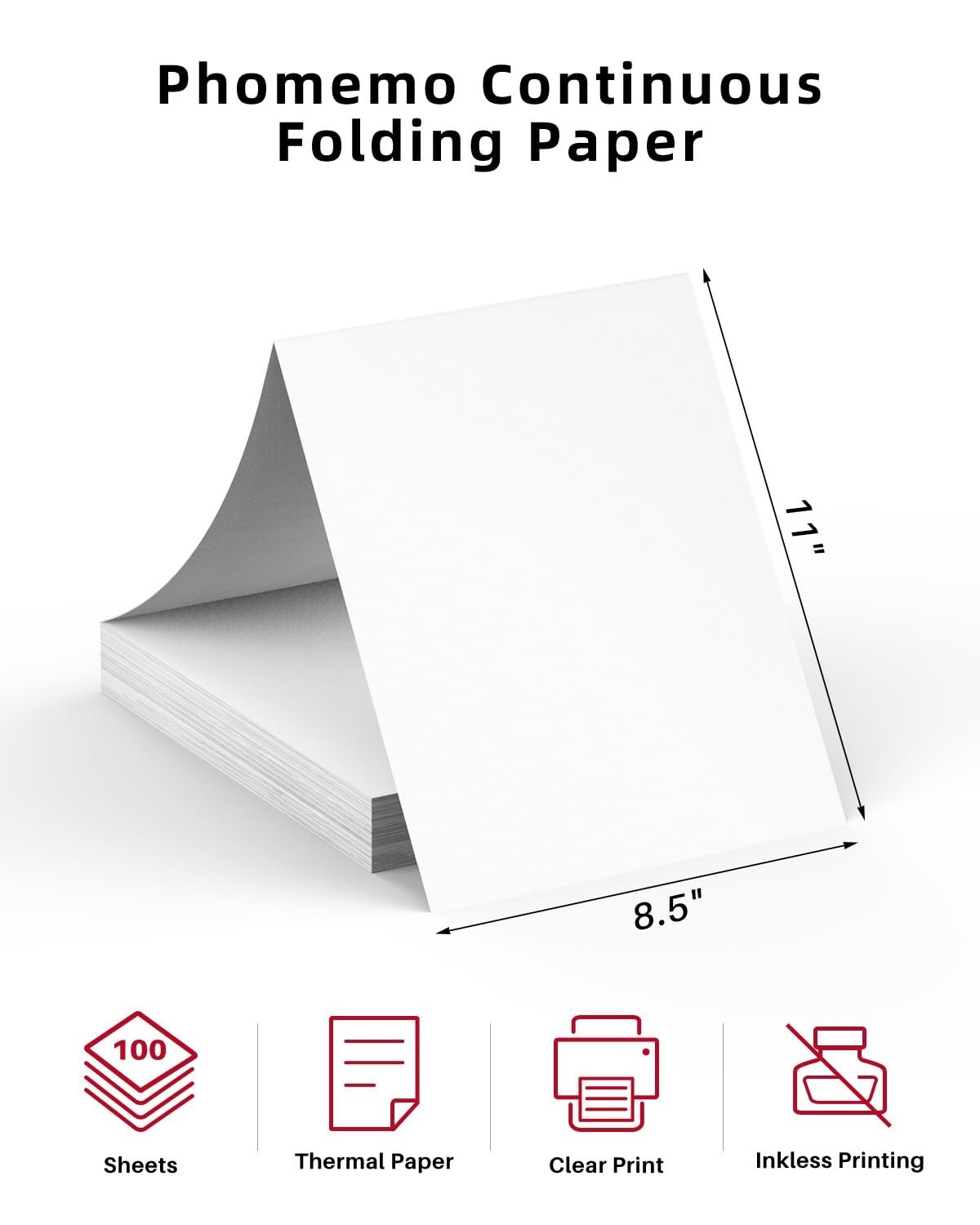 Continuous Thermal Printer Paper 8.5″ x 11″ – 200 Sheets for M08F & Brother Prin