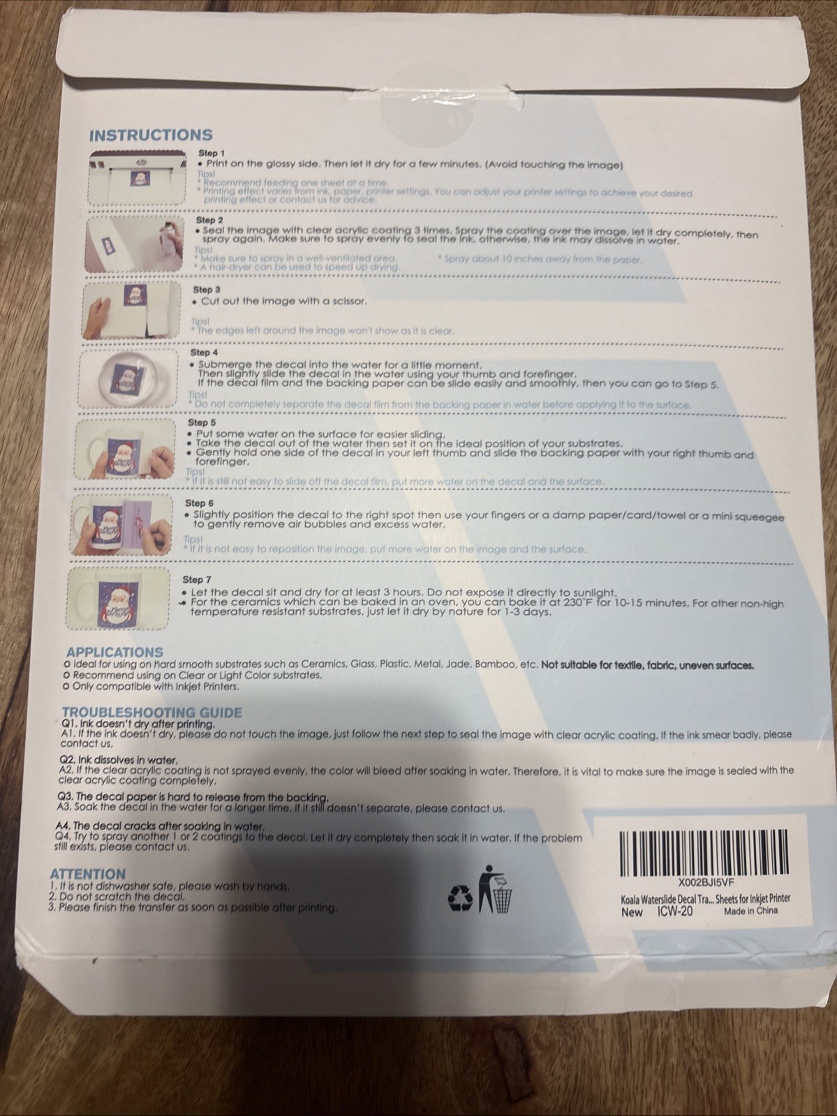 Koala Waterslide Decal Paper Inkjet Clear And White Sheets Lot