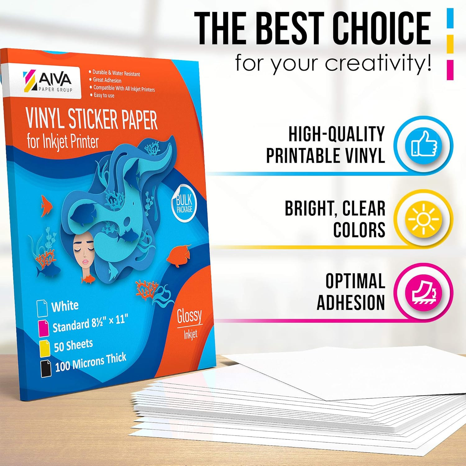 Printable Vinyl Sticker Paper – Waterproof Decal Paper for Inkjet Printer – 5…
