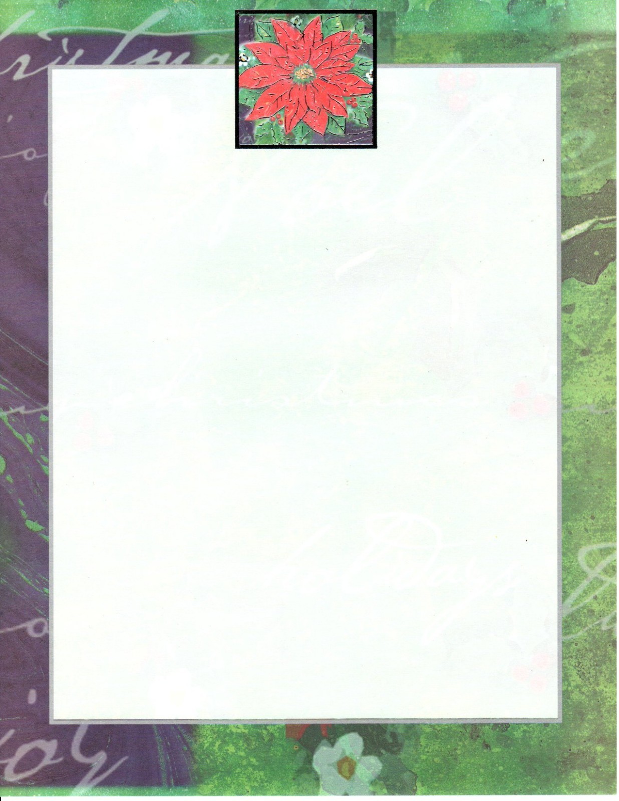 Red Poinsettia Christmas Holiday Designer Computer Letter Paper – 25 Sheets