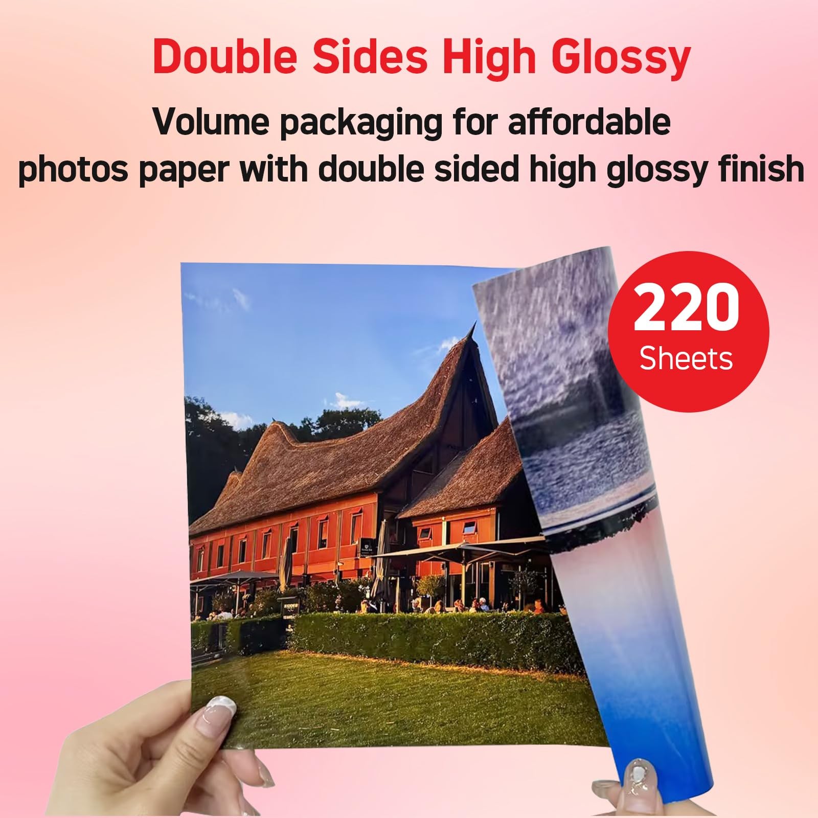 Double Sided Glossy Photo Paper 8.5×11 Inch 54LB 200GSM 220 PCS Inkjet
