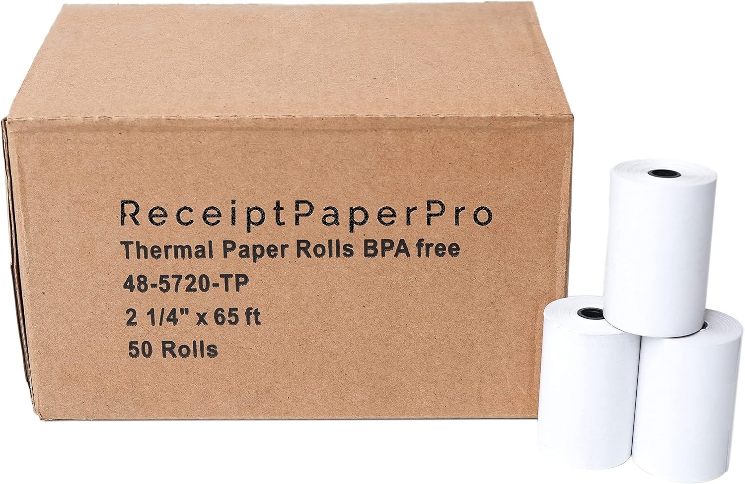 2 1/4” x 65 ft Thermal Paper Receipt Rolls, fits Ingenico 3500 5000 White