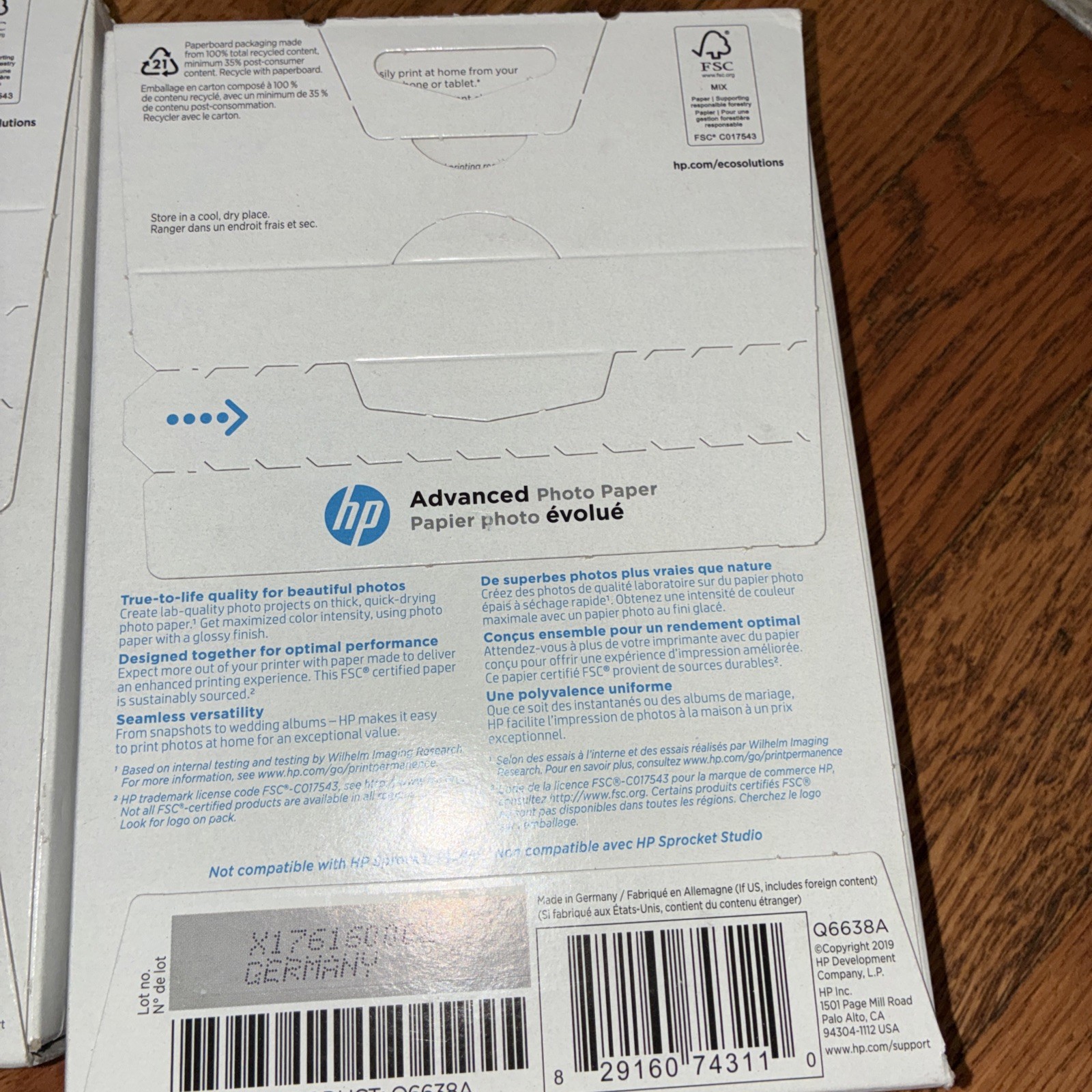 HP Advanced Photo Paper Glossy 100 Sheets 4×6″ Inkjet Boxed (Set Of 2) Boxed