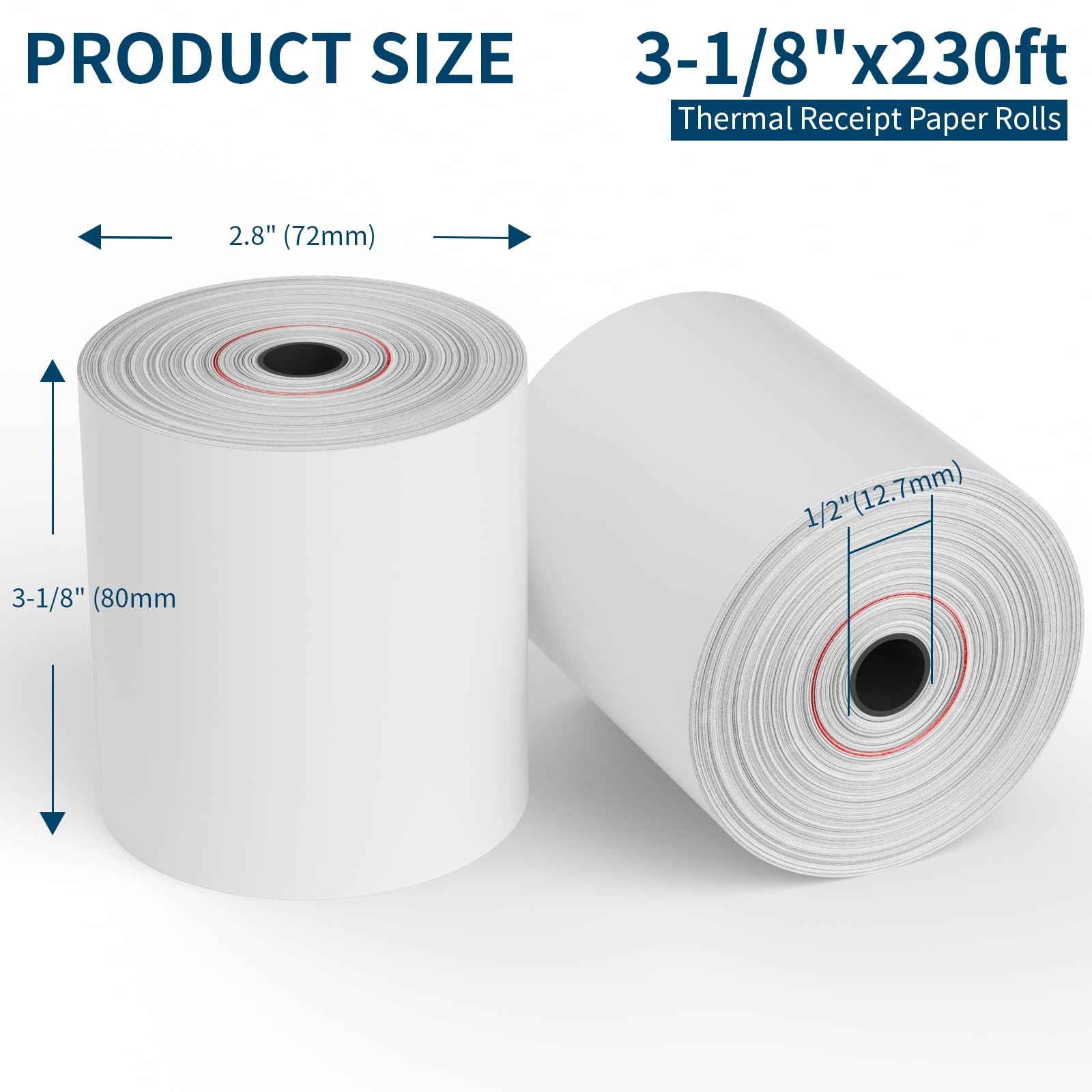 (10 Rolls) NefLaca Thermal Receipt Paper 3 1/8 x 230, 10 10 Rolls, White