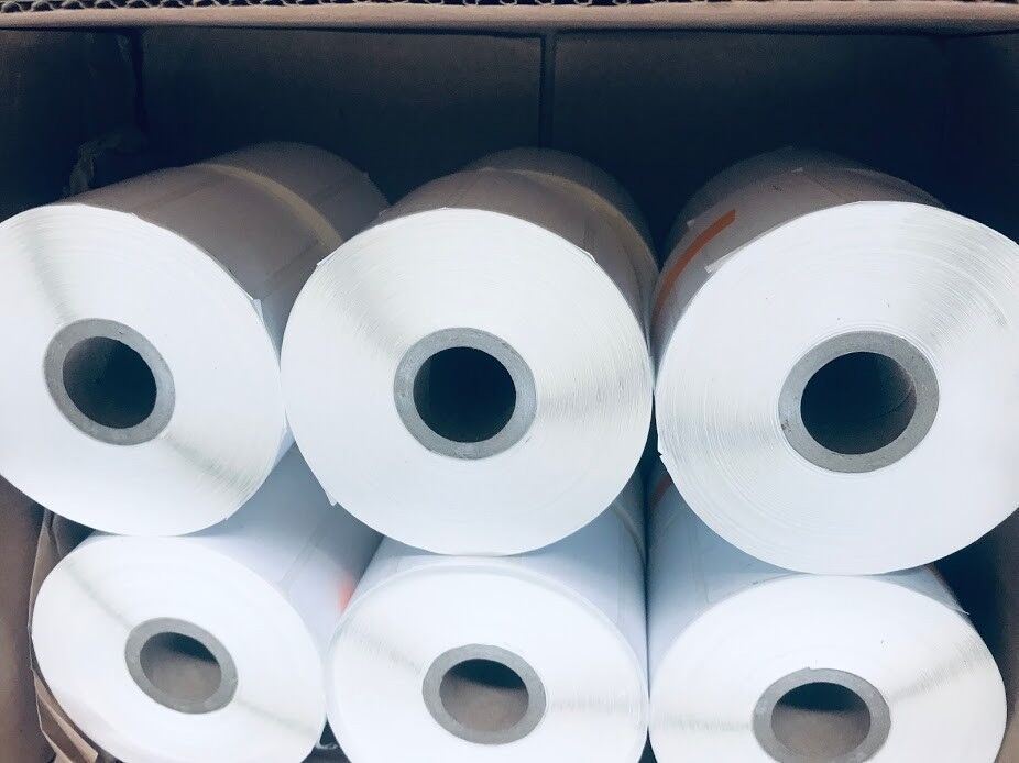 (12 Rolls, 1135p/r) Blank Label White / Gray Thermal Paper 1-1/4″ x 2-1/4″