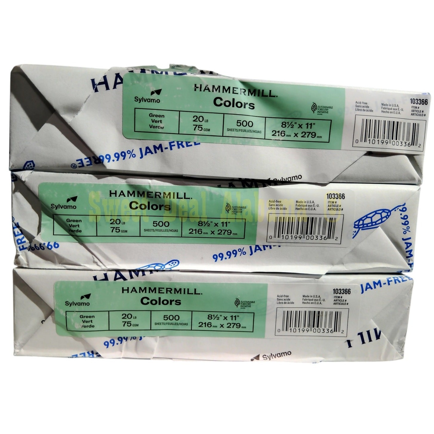 3 Reams, 1500 Pages, Hammermill Pastel Green Multipurpose Paper 20 Lbs. 8.5 X 11