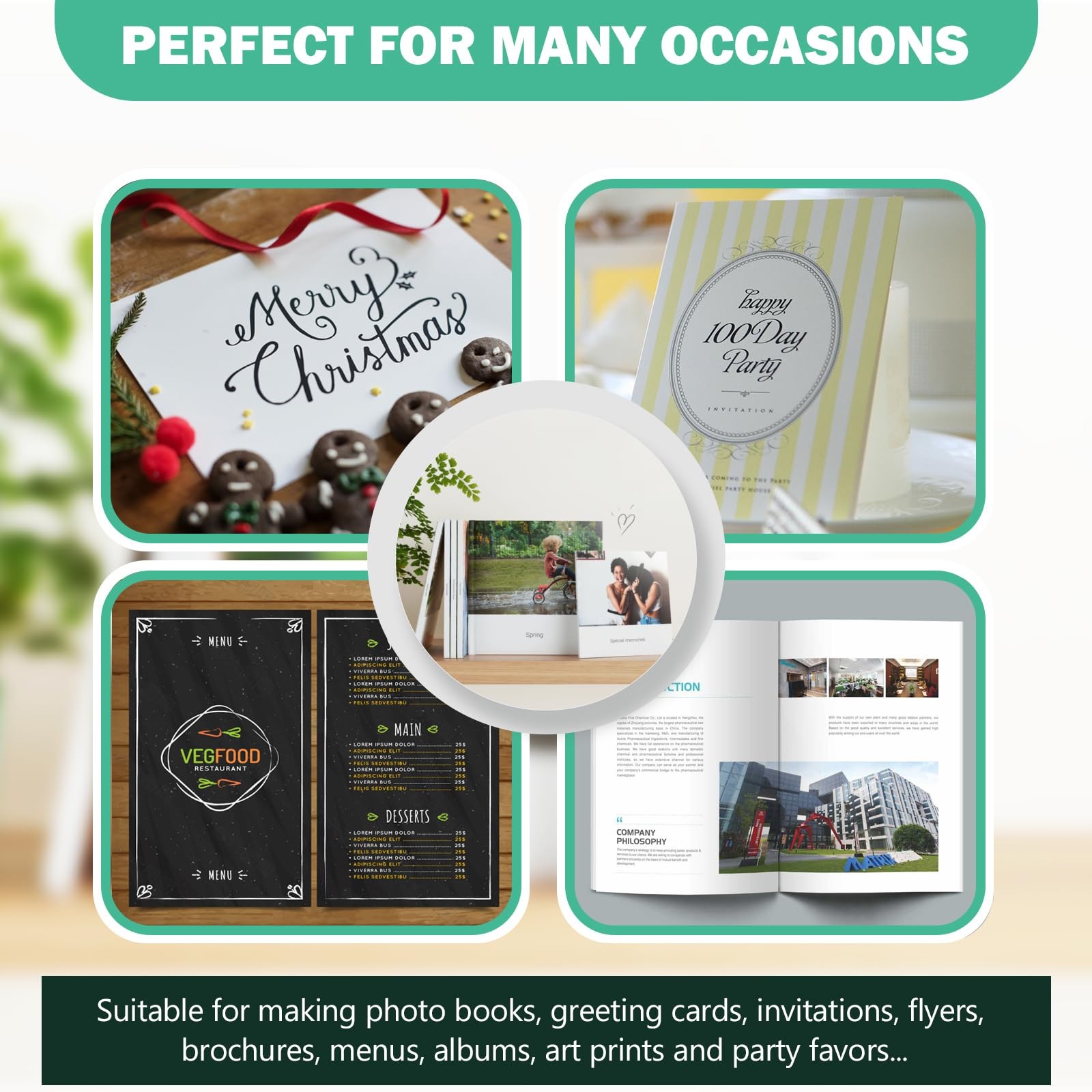 Thick Double Sided Glossy Photo Paper Cardstock 61 LB 11×17 Inch 100 Sheets