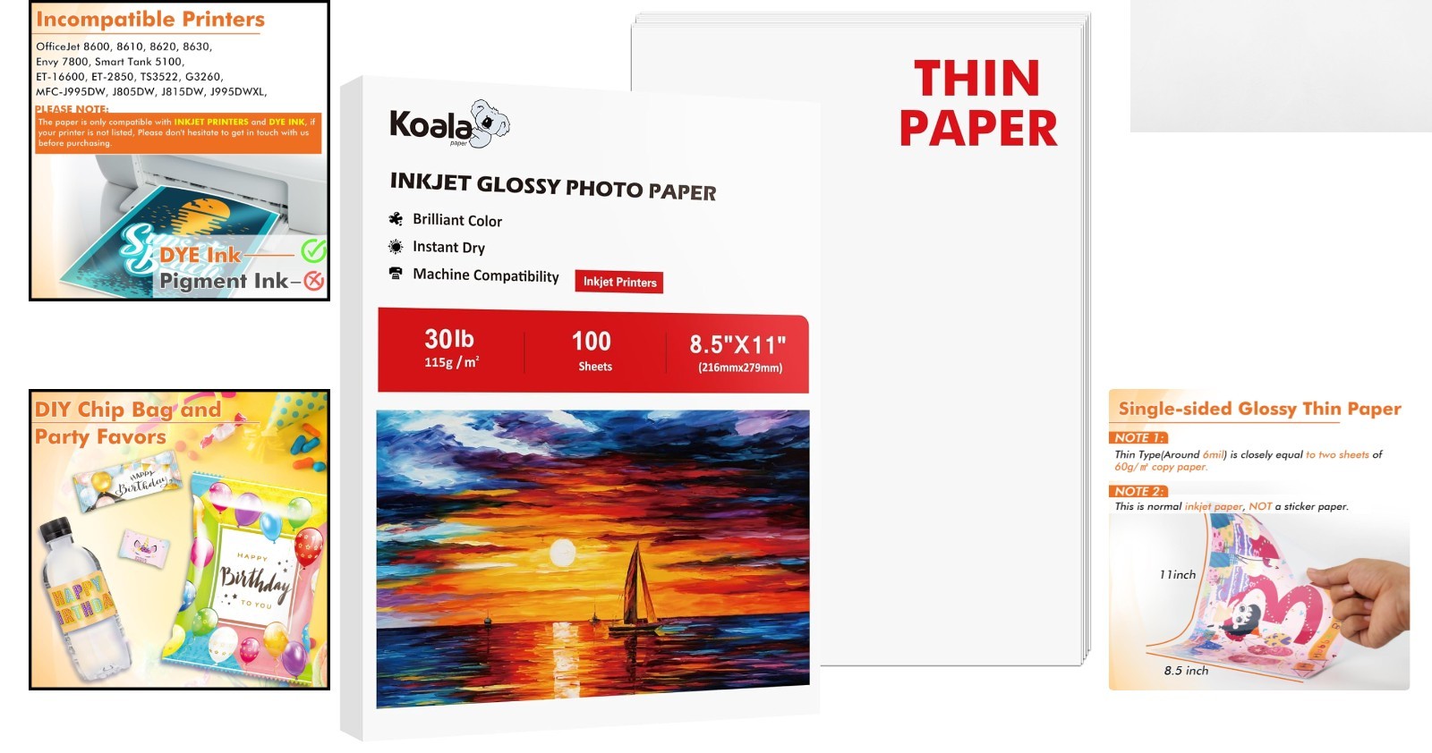 115gsm Glossy Inkjet Paper – 8.5×11 – Ideal for Crafts & Presentations