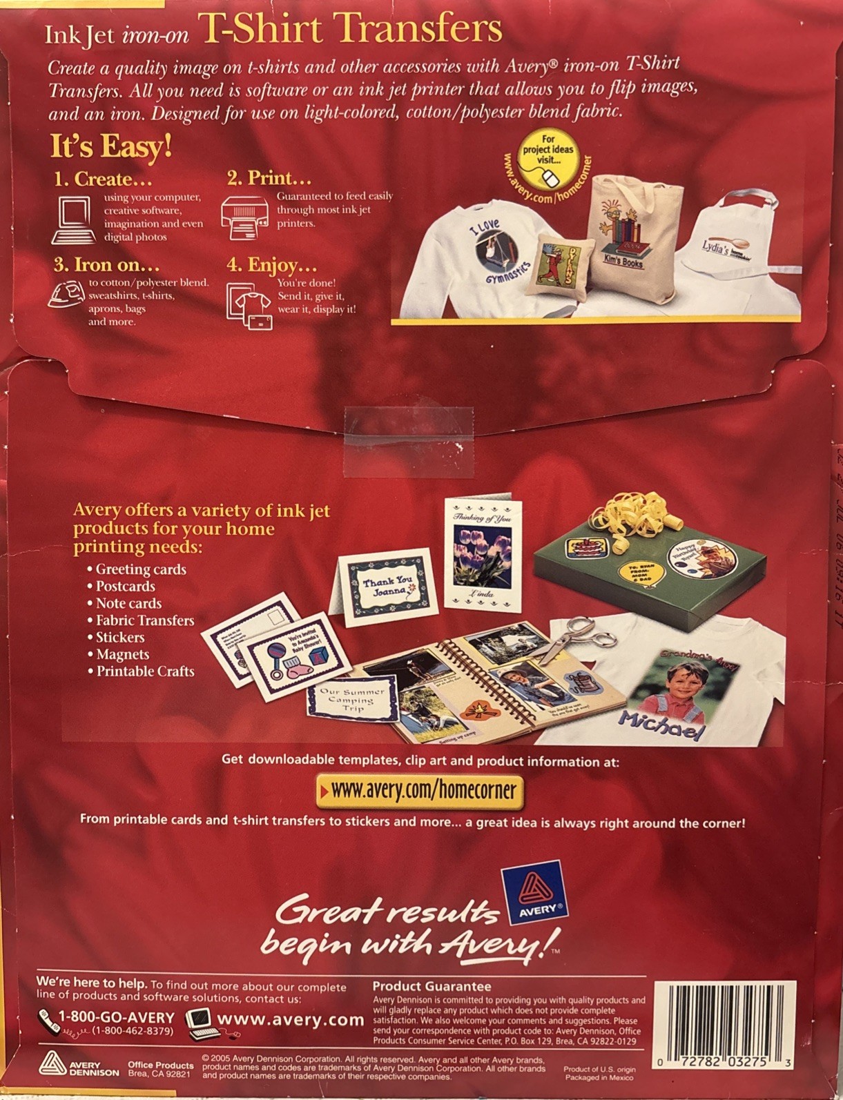 Avery Inkjet T-shirt Transfers iron-on 3275 8.5″ x 11″ – 12 Sheets open Box NEW