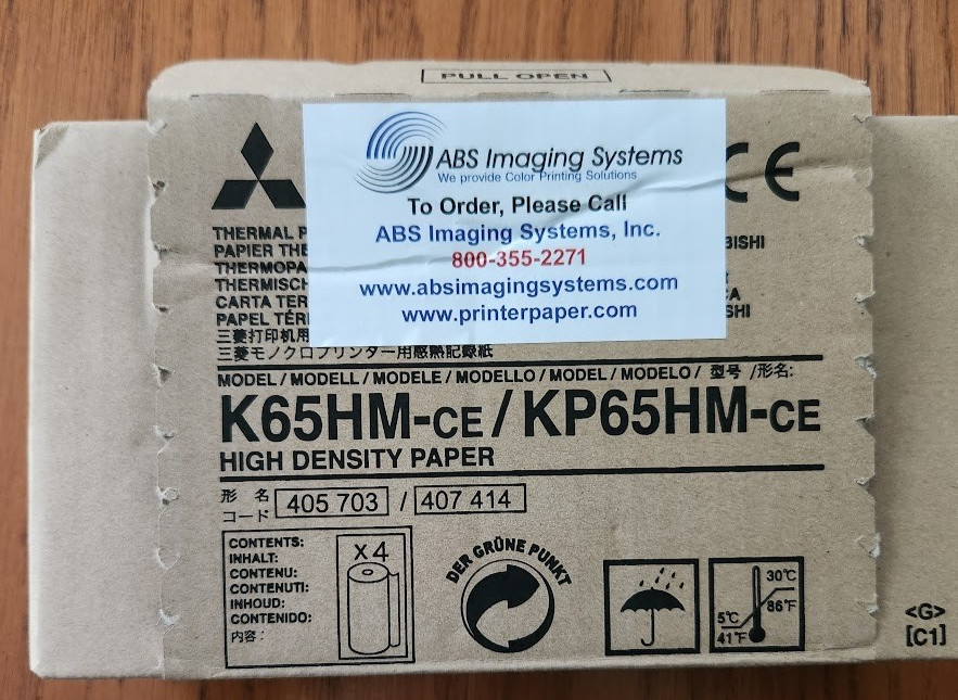 MITSUBISHI K65HM-CE / KP65HM-CE THERMAL PRINTER PAPER HIGH DENSITY 3 Roll