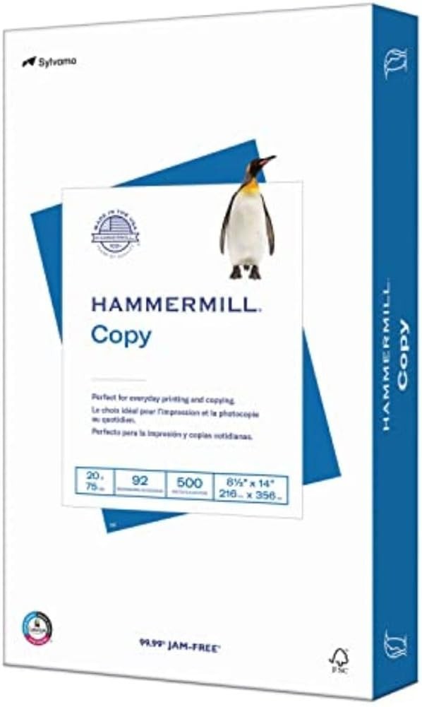 Renewable Resources 20 lb Copy Paper, 8.5 x 14 – 500 Sheets, Ideal for Offices