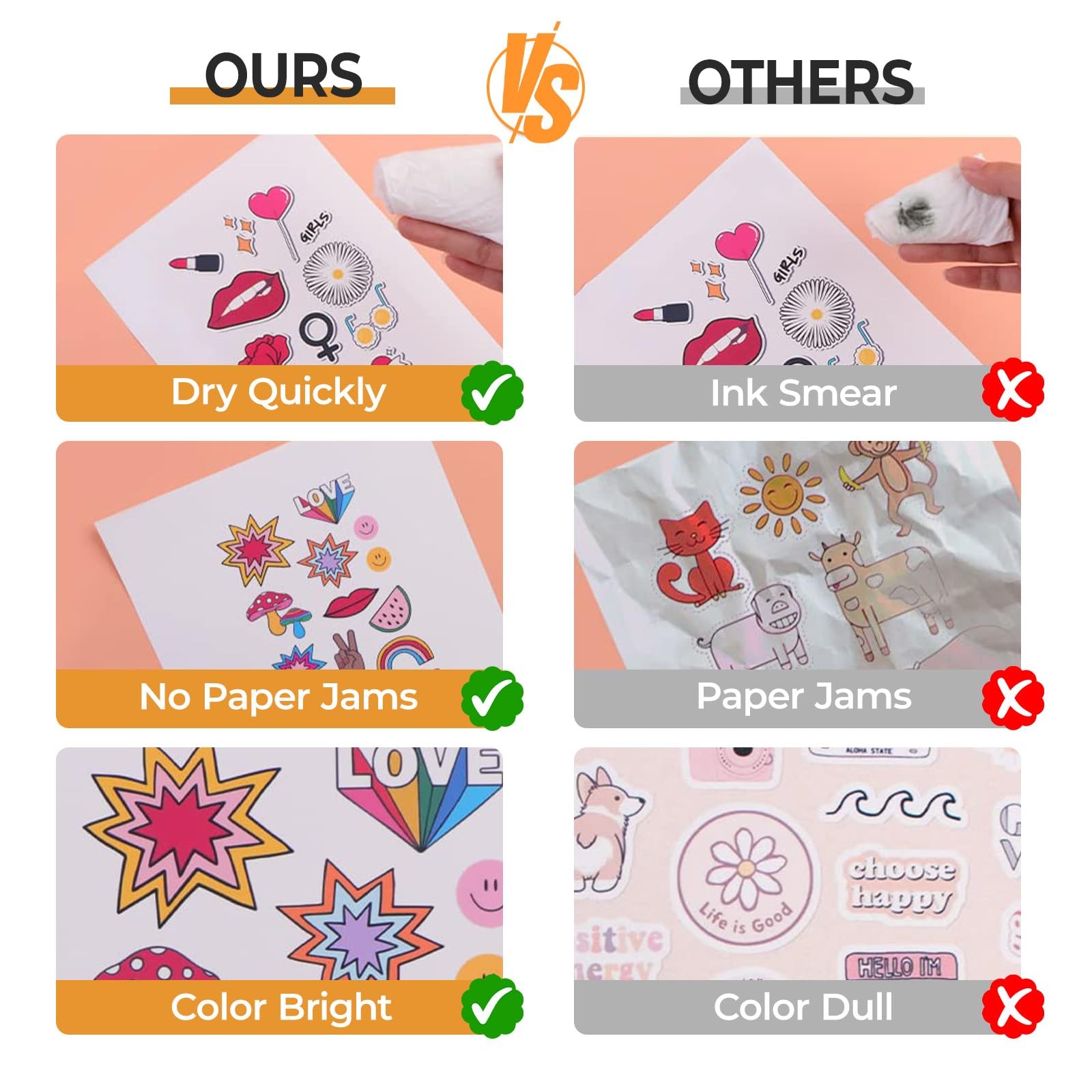 HTVRONT Printable Glossy White Waterproof Vinyl Sticker Paper 40 Sheets 8.5×11